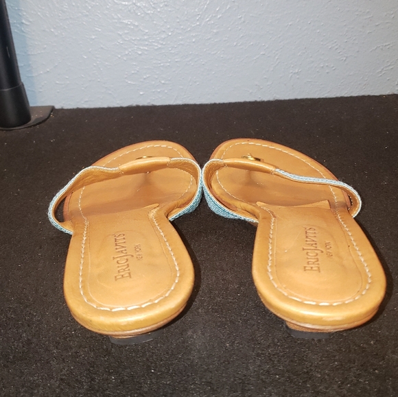 Eric Javits Kitten Heel Sandals Ladies 6.5 Torquoise - Picture 6 of 10